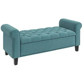 Homcom Polsterbank Bettbank, Sitzbank in Samtoptik, Flurbank mit Stauraum Grün,