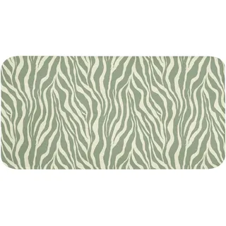 OnlyWow Badematte Zebra - Motiv - Grün Badezimmerteppich 120x60 cm , Salbeigrün , Textil , Füllung: Polyurethan (Pur) , Rechteckig , 120x60 cm , Heimtextilien, Badtextilien, Badematten