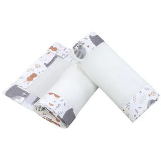 TupTam Bettumrandung Babybett 3D Mesh Nestchen – Gitterstäbe Schutz Netz 2er, Farbe: Wilde Tiere, Größe: ca. 128 x 30 cm (für Babybett 140x70)