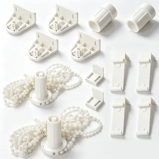 2 Set Klemmhalter für Rollos, 17mm Rollo Halterung ohne Bohren, Klemmfix Halterung, Plissee Ersatzteile Klemmträger Rollo Ersatzteile für Verdunkelungsrollo, Doppelrollo, Seitenzugrollo - Weiß