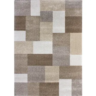 Andiamo Designerteppich Colmar Kurzflor für Wohnzimmer Kästchen Design 67x140 cm - beige