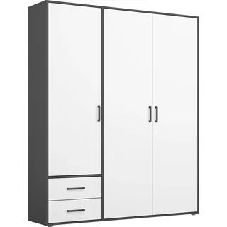 Rauch Drehtürenschrank »Kleiderschrank Schrank Garderobe Wäscheschrank VOYAGER« in 3 verschiedenen Ausstattungen BASIC/CLASSIC/PREMIUM, moderne Griffe in Graumetallic mit Außenschubkästen MADE IN GERMANY, grau