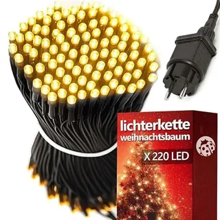 Menz Lichterkette Außen 22 m mit 220 LEDs – Warmweiß, IP44 wasserdicht, Weihnachtsbeleuchtung für Garten, Terrasse, Party & Weihnachtsbaum, 8 Modi mit Memory