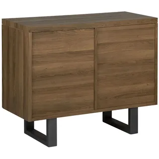 BELIANI Sideboard Dunkler Holzfarbton MDF Platte Metall 79 x 94 x 42 cm Modern Industrieller Stil Viel Stauraum Stabiles Gestell Wohnzimmer - Braun, Grau