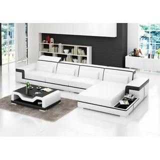 aea Sofa Couch Ecksofa Polster Sofas Couchen Leder Garnitur Eck Garnituren Eckcouch - Weiß