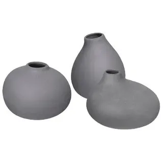 Dekovase BLOMUS "NONA, aus Porzellan, unglasiert", grau (grau (pewter)), Porzellan, Vasen, Dekovase, Vase in 3 unterschiedlichen und außergewöhnlichen Formen