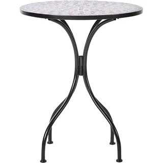 Beliani Gartentisch Ø 60 x 74 cm Schwarz/Gold/Grau