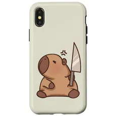 Hülle für iPhone X/XS Capybara mit Messer