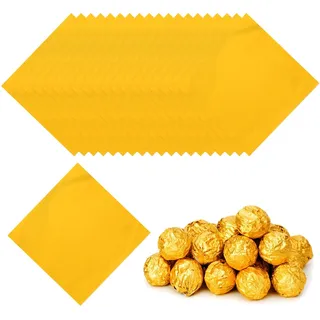PATIKIL 100 Stück Folie Papier Wrapper, 8x8cm Aluminiumfolie Bonbonpapier, Schokolade Verpackungen für Bonbonpapier Ostern, Süßigkeiten und Pralinen Bonbonsdekoration, Gold
