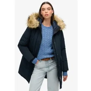 Superdry für Damen. W5011786A Kunstpelz-Parka Everest navy (XL), Recyceltes Polyester, Nachhaltig, Marine