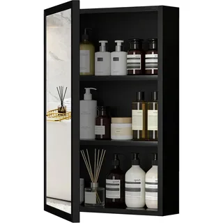 kleankin Spiegelschrank 40 cm Schwarz