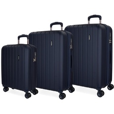 Movom Wood Kofferset Blau 55/65/75 cm starr ABS Verschluss TSA 217L 11,3 kg 4 Doppelrollen Handgepäck, blau, Talla única, Koffer Set