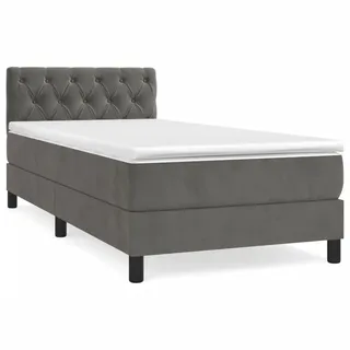 vidaXL Boxspringbett mit Matratze Dunkelgrau 80x200 cm Samt - Grau