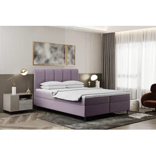 Kaiser Möbel Boxspringbett 140x200cm mit bettkasten und matratze+topper, Schlafzimmerbett POEL Lila - Hellviolett