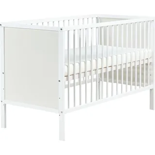 BELIANI Babybett weiß MDF 60 x 120 cm mit Stäben höhenverstellbar Standardgröße für Kinderzimmer Zubehör minimalistisches Design - Weiß