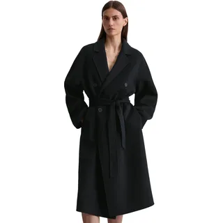 Wollmantel MARC O'POLO, Damen, Gr. 44, blau (deep night blau), Doubleface, Obermaterial: 50% Wolle, 50% Polyester, relaxed fit ca. Mitte Wade, Mäntel Wollmantel, aus der DFB Travel Collection aus Doubleface