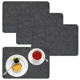 Dune Design 4 Extra-Dicke Filz Tischsets 43x30x0,5cm Edle Platzsets Tisch-Unterlage Grau