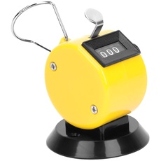 DEWIN Handzähler, Handzähler 4-stelliges ABS-Kunststoffgehäuse Mechanisches Handzählwerkzeug mit Hakenbasis(Gelb)