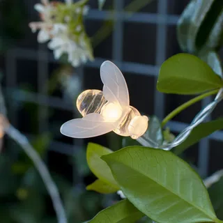 Lights4fun 20er LED Solar Lichterkette Bienen warmweiß Außen Gartendeko Balkon Deko
