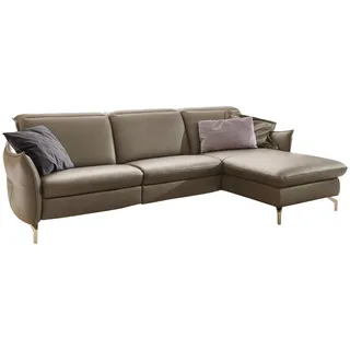 Livetastic Ecksofa , Fango , Leder , Echtleder , Nappaleder , Ottomane rechts, L-Form , 233x179 cm , Made in Eu , Hocker erhältlich, Armteil links, Armteil rechts , Wohnzimmer, Sofas & Couches, Sofas, Ledersofas