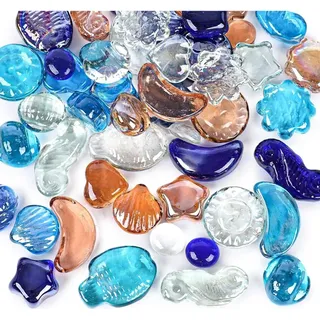 Bunte Glassteine Deko 910g Vasenfüller Pflanzendeko Aquarien Mehrfarbig