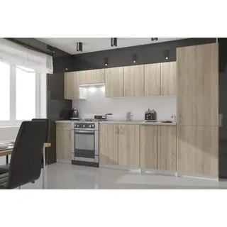 BDW Vorratsschrank Küche, Küchenschrank, Hochschrank, Weiss / Eiche Sonoma - Weiß, Braun