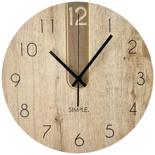 Wanduhr , Schwarz, Eichefarben , Holz, Metall, Kunststoff , Fsc, Made in Eu , Dekoration, Uhren, Wanduhren
