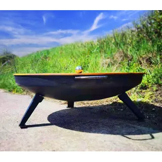 Köhko Feuerschale Ø 79 cm mit Deckel 80cm- Beine Anti-Rost lackiert - mit klappbare und abnehmbare Beine