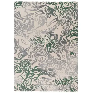 Atticgo Kurzflorteppich Grün / Grau Astra 133/190 cm , Grün, Grau , Textil , Abstrakt , Rechteckig , 133x190 cm , Oeko-Tex® Standard 100 , antistatisch, für Fußbodenheizung geeignet, pflegeleicht , Teppiche und Böden, Teppiche