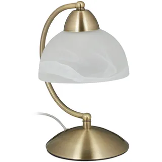 Relaxdays Tischlampe Touch, Retro Design, E14-Fassung, dimmbare Nachttischlampe, Glas & Eisen, HBT 25 x 15 x 19 cm, gold