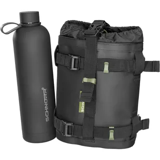 Motorrad Flaschenhalter inkl. 1L Thermosflasche, Edelstahl, Hypalon, SCHNORR