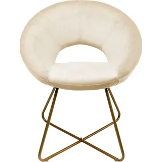 HOME DELUXE - Esszimmerstühle Samt SELESA - Farbe: Beige, Bezug: Samtstoff, Gestell: Gold, pulverbeschichtetes Metall, max. 120 kg I Rundsessel, Küchenstuhl, Wohnzimmerstuhl, Polsterstuhl - Beige