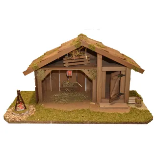Alfred Kolbe Krippe »Krippenstall ohne Trafo« mit Laterne, Lagerfeuer, Korb, braun