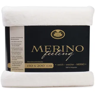 Gözze Merino Wendedecke Kuscheldecke 150 x 200 cm Wollweiß