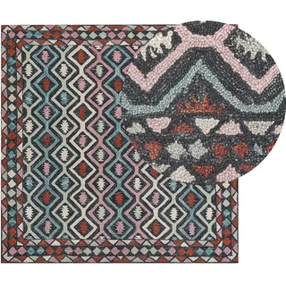 Beliani Kurzflor-Teppich Haymana 200/200 cm , Multicolor , Textil , Grafikmuster , Quadratisch , 200x200 cm , Teppiche und Böden, Teppiche, Orientteppiche