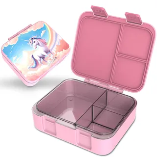 Jarlson® Brotdose Kinder mit Fächern | NUR HANDWÄSCHE | Lunchbox BPA frei | Bento Box auslaufsicher | Jausenbox für Kindergarten und Schule |1000 ml (Einhorn Rosa, MILI (3 Fächer - leichtgewicht)