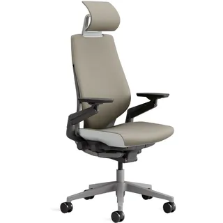 Steelcase Gesture Ergonomischer Bürostuhl mit 360° Armlehnen, 3D-Live Back Lumbalstütze, anpassbarer Kopfstütze Trüffel, 66 x 62.5 x 107