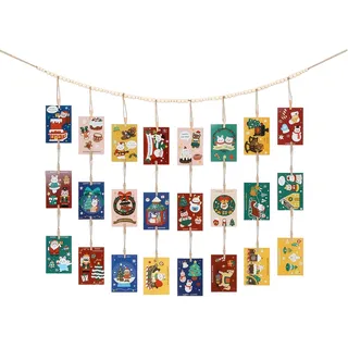 Evadollina Fotogirlande, 51 Inch Fotokette mit 40 Clips, Wäscheklammern Holz, Fotovorhang, Fotowand, Fotoleine mit Klammern, Fotoseil, für Schlafzimmer und Wohnzimmer, Weihnachtsgeschenke