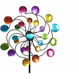 Formano Gartenstecker Windrad, 126x35cm, aus Metall, 1 Stück, Rot-Lila-Blau-Grün-Gelb