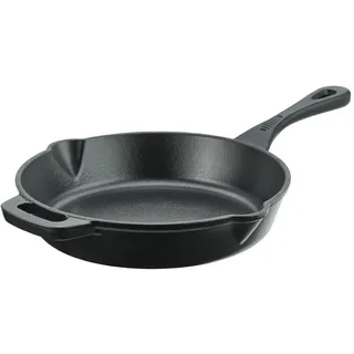 RÖSLE Bratpfanne Gusseisen 24 cm emailliert für Grill, Induktion & Backofen | Emaillierte Gusseisenpfanne mit Gegengriff und Schnaupen – für Grill, alle Herdarten inklusive Induktion und Backofen