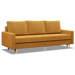 mebligo Sofa, Gelb, Textil, 3-Sitzer, Rechteckig, 212x88x92 cm, Wohnzimmer, Sofas & Couches, Sofas, 3-Sitzer Sofas