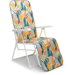 Sonnenliege , Multicolor, Weiß , Metall, Textil , 58x108x75 cm , FSC Mix, Europäischer Sicherheitsstandard , UV-beständig, Rückenlehne verstellbar , Gartenmöbel, Balkonmöbel, Balkonliegen