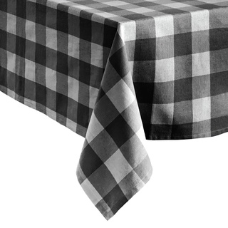 Elrene Farmhouse Living Tischdecke Buffalo kariert, Baumwolle, schwarz/weiß, 52" x 70" (Tablecloth)