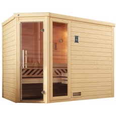 Bild von Massivholzsauna »Turku«, (Set), 7,5 kW Bio-Ofen mit digitaler Steuerung, beige