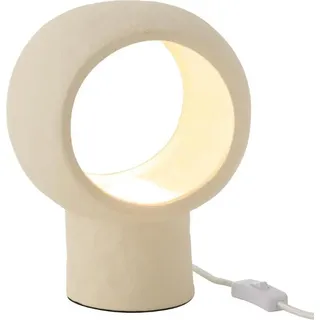 J-Line Tischlampe Kreis Glas Globus Stein Beige - milchig, Naturbelassen, Transparent