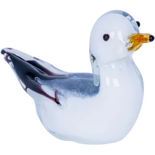 Designer Skulptur Möwe H8cm Glas Glasdeko Weiß Blau Deko Unikat Geschenk