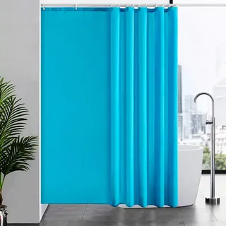 Furlinic Duschvorhang Überlänge Badvorhang Anti-schimmel Textil für Badewanne und Dusche Vorhang aus Stoff Antibakteriell Waschbar mit 12 Duschringen Aquamarine Extra Groß 200x200cm.