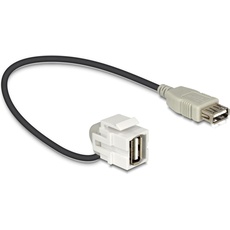 Bild Keystone Modul USB-A 2.0 Buchse via USB-A 2.0 Buchse, 110°, mit Kabel, weiß (86327)
