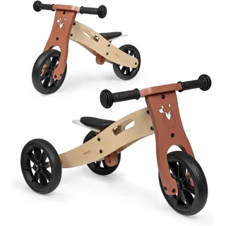 hauck First Ride Eco, Fuchs - 2 in 1 Holz Dreirad Rutscher & Zweirad Laufrad mit 7,5 Zoll Räder für Kleinkider ab 1 Jahr bis 20 kg, mit Höhenverstellbarem Sattel, Tragegriff, Fox