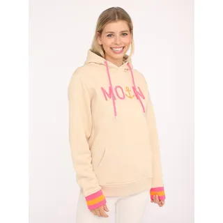 Hoodie ZWILLINGSHERZ "Rahel", Damen, Gr. L, beige, Sweatware, Obermaterial: 50% Baumwolle, 50% Polyester, Basic normal, ohne Ausschnitt, angesetztes Bündchen, Sweatshirts Hoodie, Kontrastbündchen, Kängurutasche, Langarm, Kapuze, Kordelzug